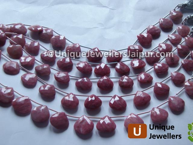 Rhodonite Faceted Heart Beads